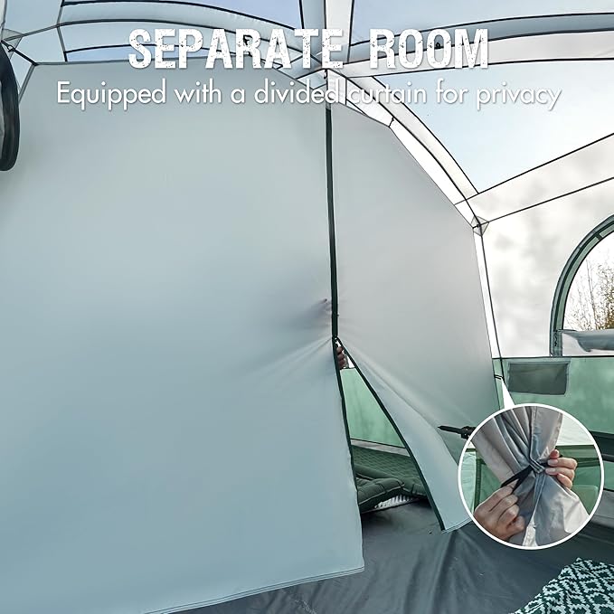 PORTAL 6 | 8 | 10 Person Family Camping Tent with Porch, Big Family Camping Tent with Tall Height, Good Ventilation, Water Resitant Large Tent for Outdoor Camping, Backyard