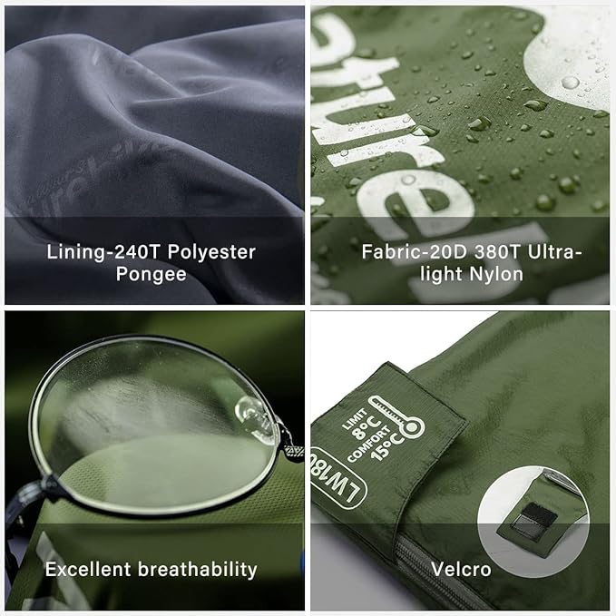 Naturehike Lightweight Compact Sleeping Bag, 59℉/32℉ Envelope Ultralight Backpacking Sleeping Bag Portable, Waterproof with Compression Sack for Cold&Warm, Camping, Traveling, Hiking