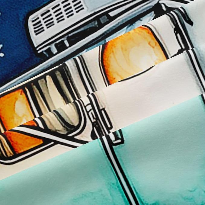 Cartoon Camper Window Drapes,Starry Sky Moonlight Pine Tree Natural Nursery Bedroom Playroom Decor,RV Trailer Summer Adventure Girls Boys Room Decor,Teal 2 Panels,42Wx90L inch
