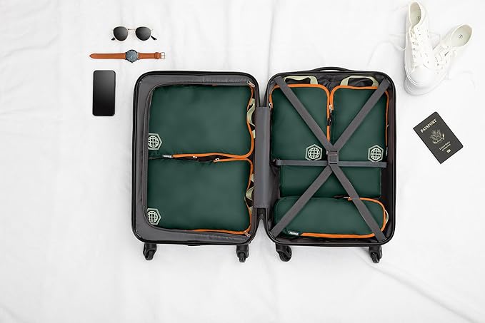 Compression Packing Cubes Set for Carryon Suitcases- Lightweight, Durable Clothes Organizer