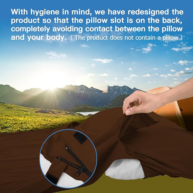 Sleeping Bag Liner, Sleep Sack Travel Sheets, Two-Way-Zipper Expose Feet Separately, Lightweight for Single, Backpacking,Hotels & Hostels, Camping, Travel, Business