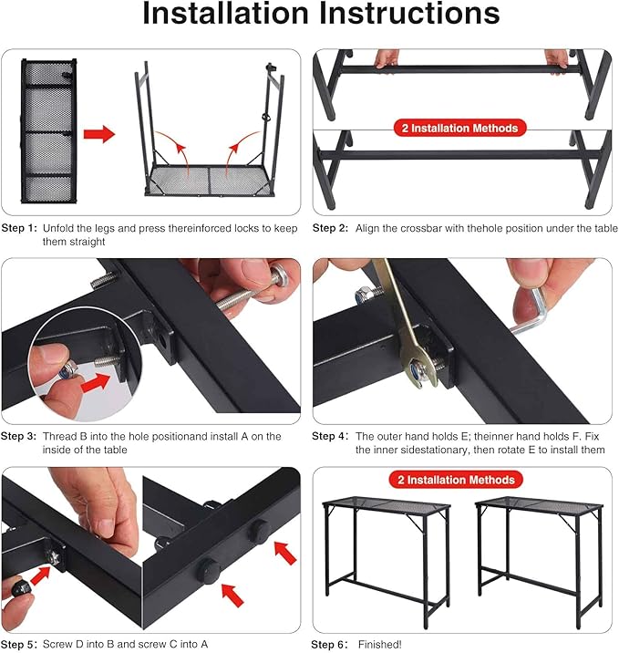 REDCAMP 39 Inch Outdoor Bar Table, Folding Paito Bar Height Table with Waterproof Mesh Top for Balcony, Garden, Hot Tub, Poolside, Indoor, Rectangle Black