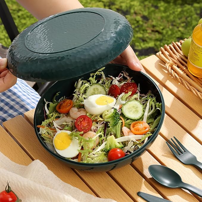 Berglander Camping Mess Kit with Bowl, Plate, Cup, Spoon, Fork, Knife and Carry Bag, Plastic Camping Accessories Essentials Gear for Travel, Camping, Picnic, Outdoor, Easy to Carry & Store