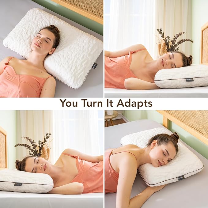 Memory Foam Pillow for Sleeping, 27.56x16.54x5.90 inches, Breathable Soft Cover, Relieves Neck Pain - Back, Stomach, Side Sleeper, White