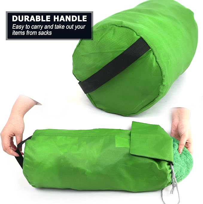 BeeGreen Small-Drawstring Pouch-Bags 6 Pack with Dust Flap Stuff Sack Bags for Travel, Camping, Outdoor Products