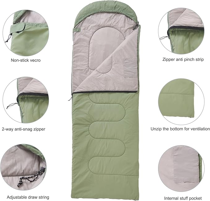 Lightweight Sleeping Bag 2.43lbs, Backpacking Sleeping Bag 46℉-59℉, Nylon Shell and Lining, Waterproof, Compact, Ultralight Sleeping Bag for Backpacking Camping Hiking