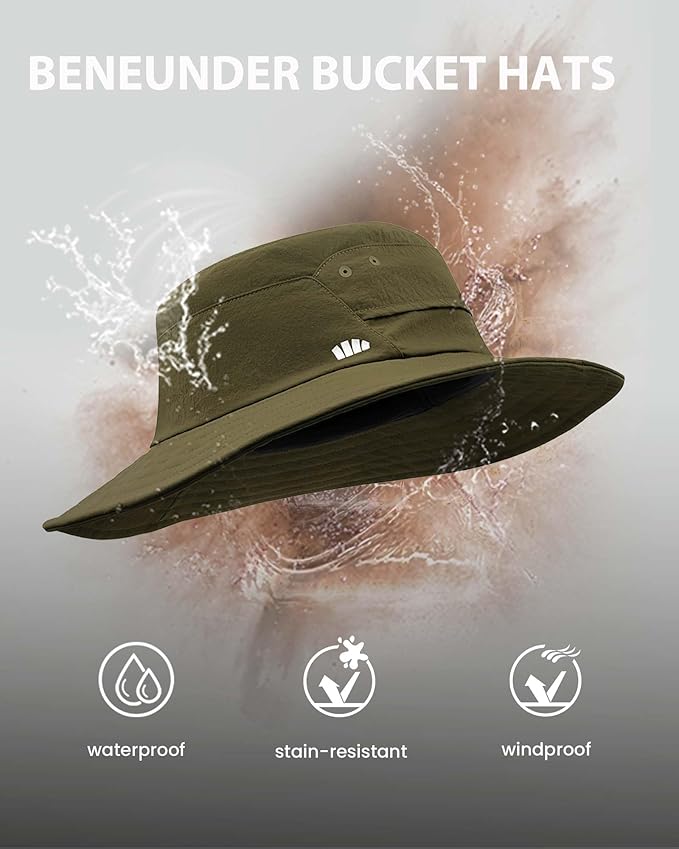 BENEUNDER Wide Brim Sun Hats for Men UPF50+ UV Protection Fishing Travel Outdoor Beach Vacation Hiking