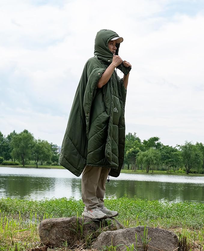 iClimb Hooded 3M Thinsulate Insulation Warm Camping Blanket Wearable Poncho Ultralight Compact
