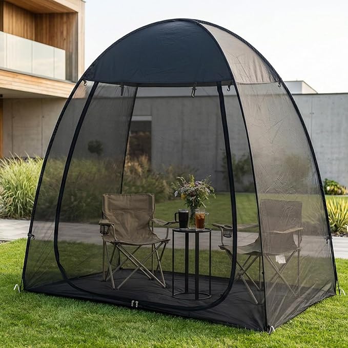 Alvantor® Pop Up Screen House Tent, Snap-fit Mesh Screen Gazebo with Peaked Roof, Portable Screen Room Canopy Shelter with Sandbags for Camping, Backyard, Picnic