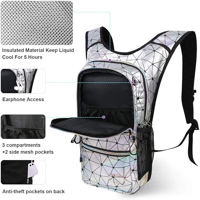 Hydration Backpack Pack, Water Backpack 20L Capacities Included 2L Hydration Bladder, Festival Essential - Rave Hydration Pack Hydropack Hydro for Hiking, Festival Gear