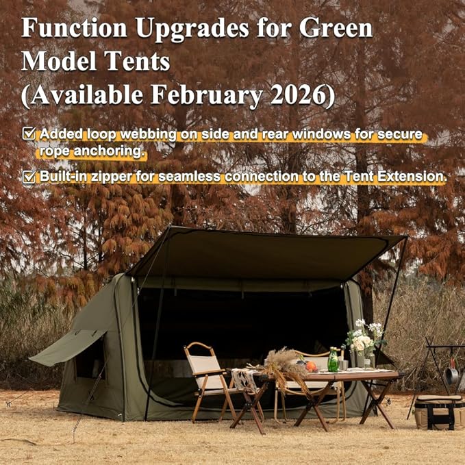 TOMOUNT Inflatable Canvas Tent with Pump,Easy Setup Blow Up Tent for Camping