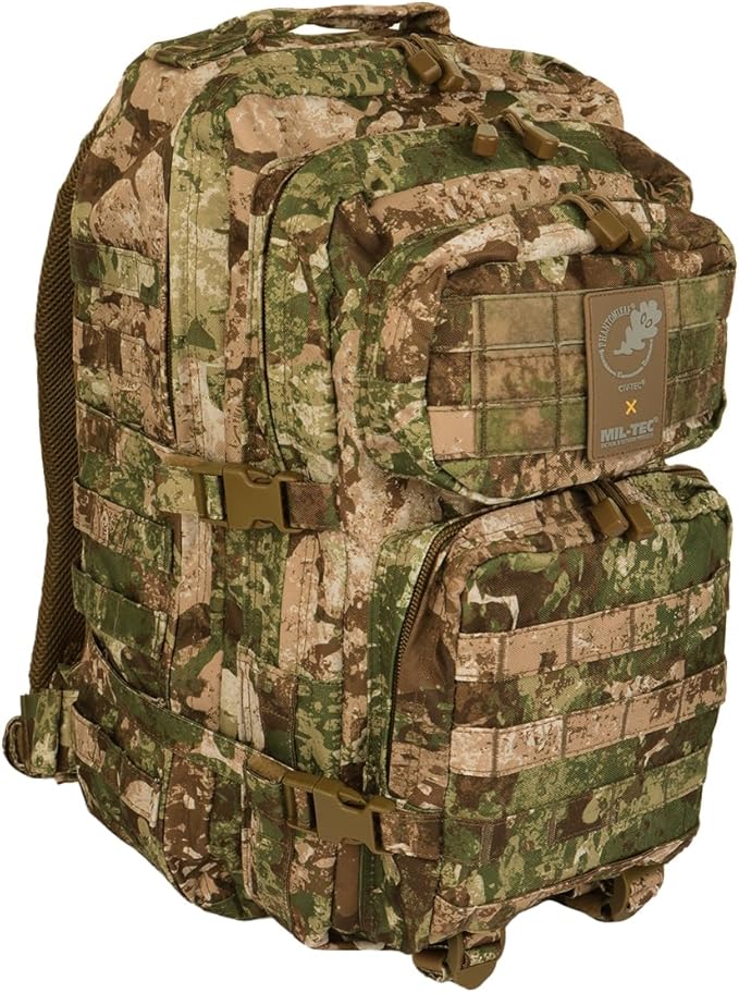 Mil-Tec Unisex Assault Pack - Rugged Durable Lightweight Ergonomic Versatile Tactical Outdoor Camping Hiking Backpack with Adjustable Padded Shoulder Straps & MOLLE Loops, Phantomleaf WASP I Z2, 36L