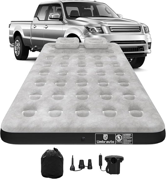 Umbrauto Air Mattress for 5.5-6.5 ft Short Bed Full-Size Trucks, Pickup Truck Airbed with Corded Pump – Ideal for Fall Camping & Outdoor Travel
