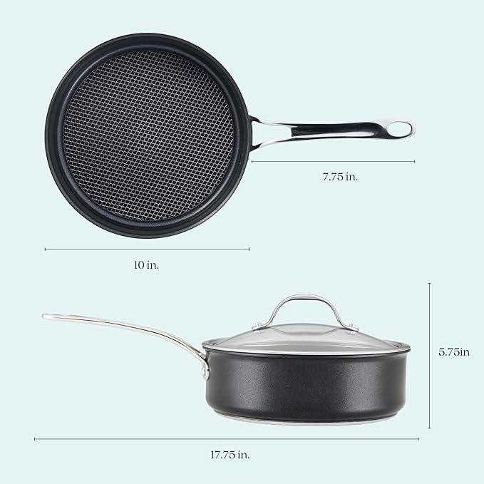 Anolon X Hybrid Nonstick Induction Saute Pan With Lid, 3.5 Quart - Charcoal Gray