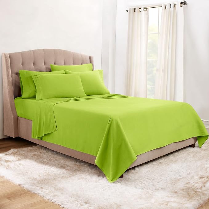 Clara Clark Full Sheets, 6 Piece Set - Hotel Luxury Bed Sheets, Super Soft Bedding Set, Full Size, Garden Green