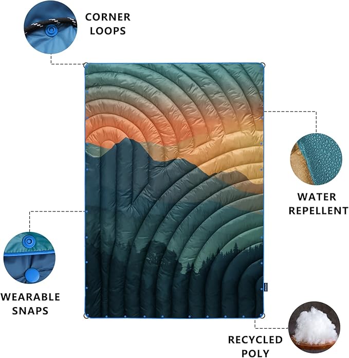 Camping Blanket,Lightweight Puffy Printed Camping Blanket Packable Outdoor Blanket for Camping,Traveling, Stadium, Hiking, Picnics