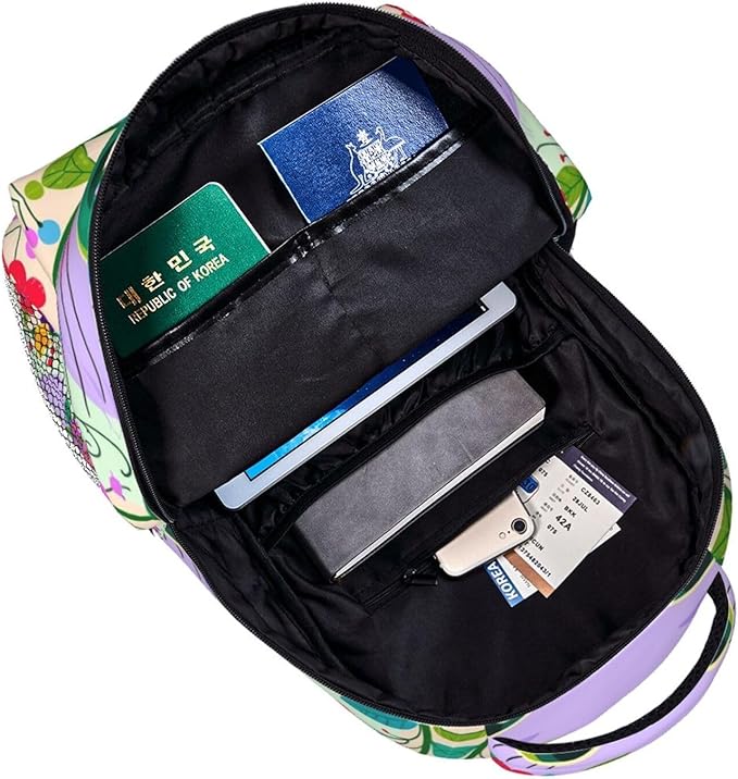 Lightweight Daypack Backpack for Trekking Work Running, Big Capacity Multipurpose Anti-Theft Bookbag, Cartoon Cats Birds Flowers Childlike And Dreamy Art Business Computer Bag