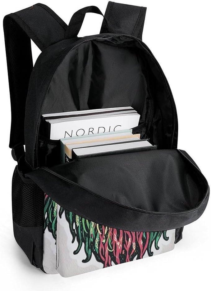 Rucksack Polyester Anti-Theft Multipurpose Dreadlock Rasta Lion Jamaican Reggae Bookbag Big Capacity Travel and Sport Backpack Rucksack With Side Pockets
