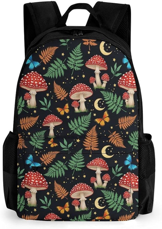 Multipurpose Business Travel Rucksack Moon Mushrooms College Bookbag with Large Capacity Backpack for College Men Women