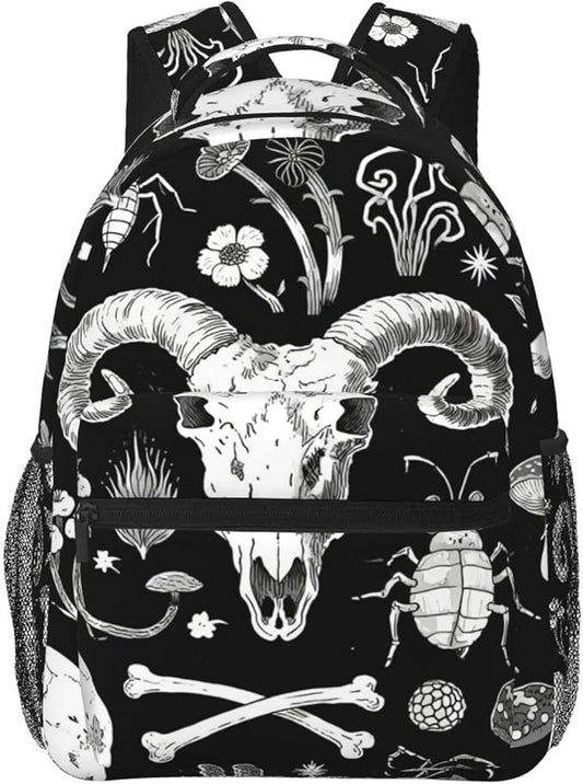 Men Women Polyester Goth Spirit Board Witch Rabbit Black Art Daypack Big Capacity Shoulder Bag With Adjustable Shoulder Straps for Camping Travel Walking Cycling