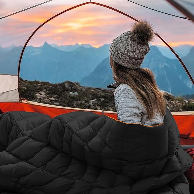 Camping Blanket, Packable Puffy Blanket Down Alternative Blanket Lightweight Windproof Water Resistant for Outdoors,Hiking, Backpacking,Beach,Car,Picnic,Stadium 52x75in