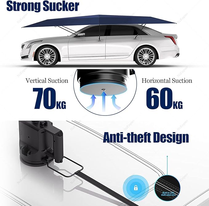 Portable Automatic Car Cover Umbrella, Outdoor Car Tent, Remote Control Car Roof Top Canopy, Car Shelter Sunshade, Universal Auto Protection Grey-4.6m