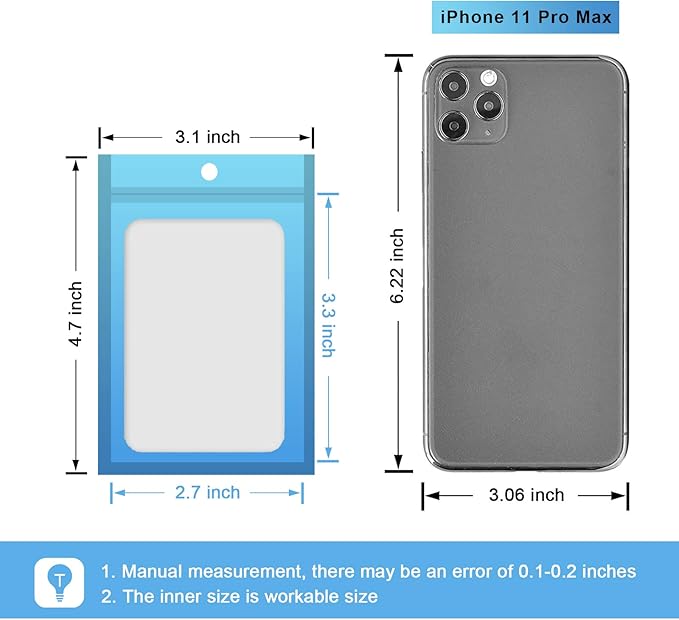 100 Pcs Resealable Mylar Bags, Gradient Color Food Storage Bags, Zip Bag Foil Bags Packaging Pouch for Food Storage, Sample, Small Business (Blue Blue, 3.1 X 4.7 Inch)