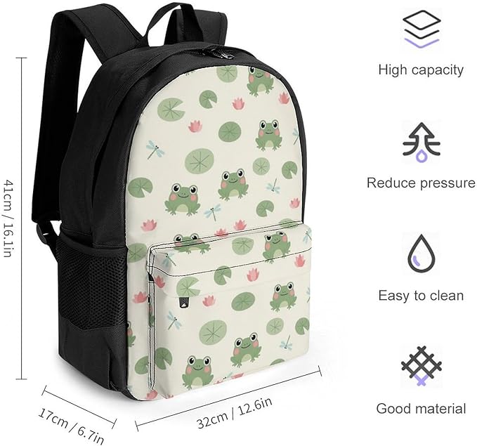 Large Rucksack for Outdoor Hiking and Camping with Daypack Design, Cute Frogs Daypack Backpack Men Women