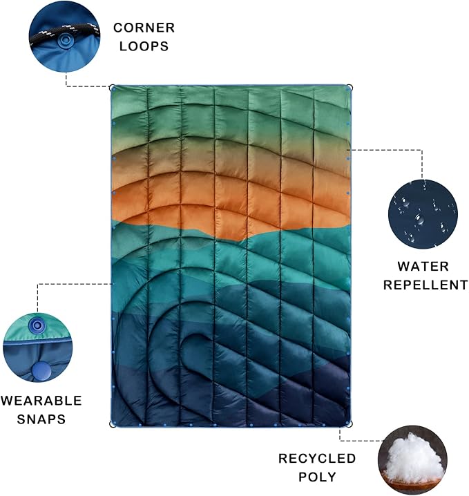Camping Blanket,Lightweight Puffy Printed Camping Blanket Packable Outdoor Blanket for Camping,Traveling, Stadium, Hiking, Picnics
