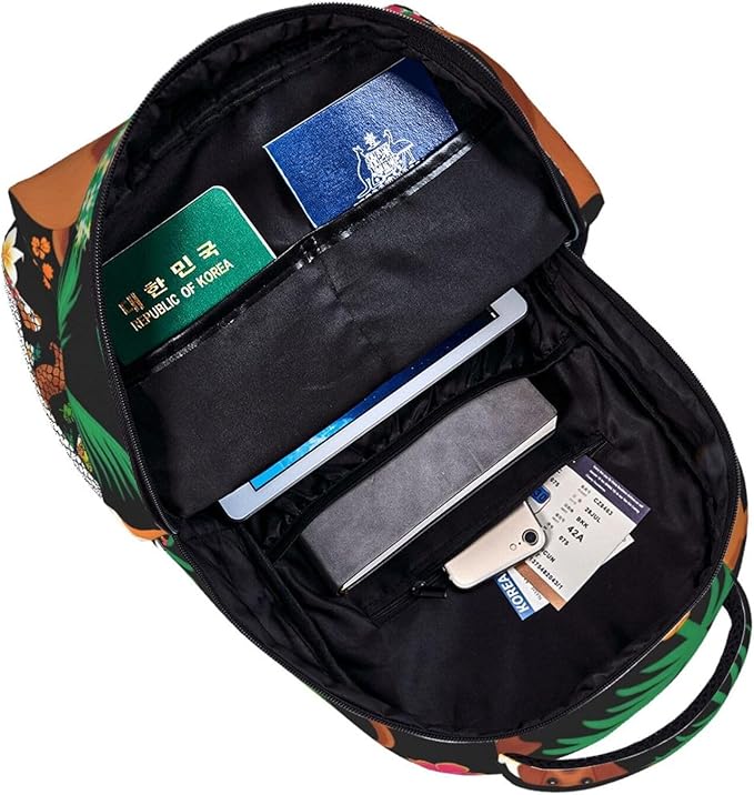 Men Women Lightweight Beach Dog Labrador Palm Tree Pineapple Casual Daypack Big Capacity Bookbag With Padded Straps for Gym Travel Walking Cycling