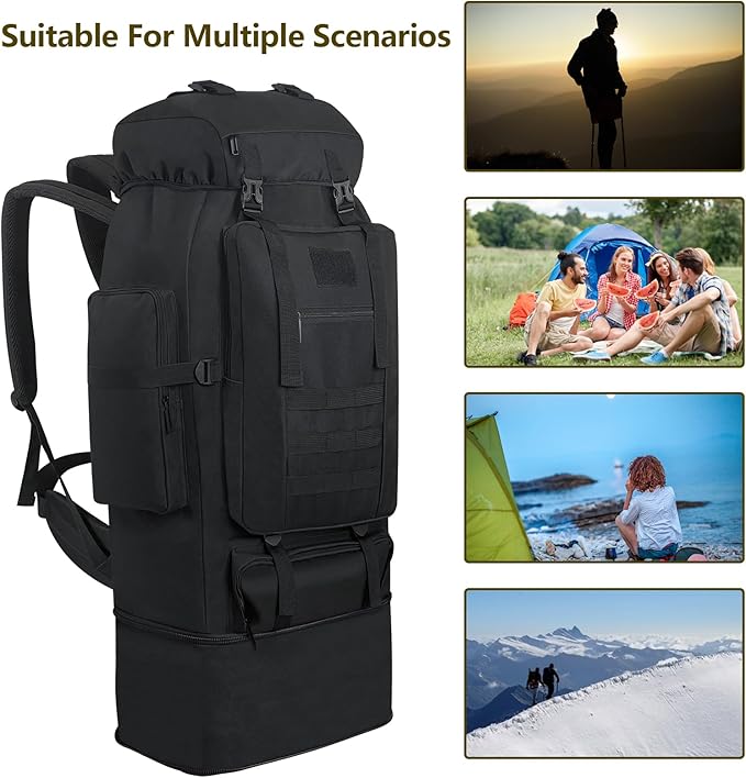 80L/100L Hiking Camping Backpack Outdoor Travel Climbing Rucksack Military Trekking Knapsack Molle 3 Days Assault Pack