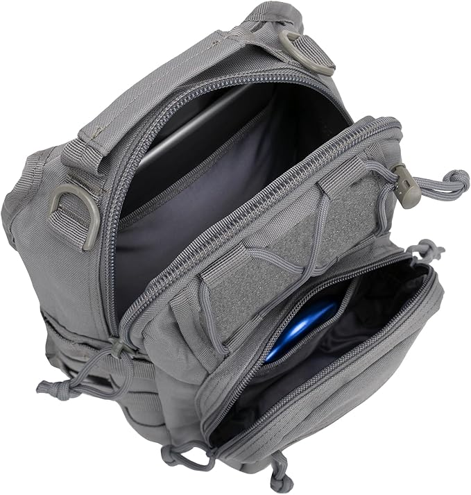Viriber Tactical Backpack, Waterproof Military Cross-body Molle Sling Shoulder Backpack Chest Bag for Outdoor Every Day Carry gray