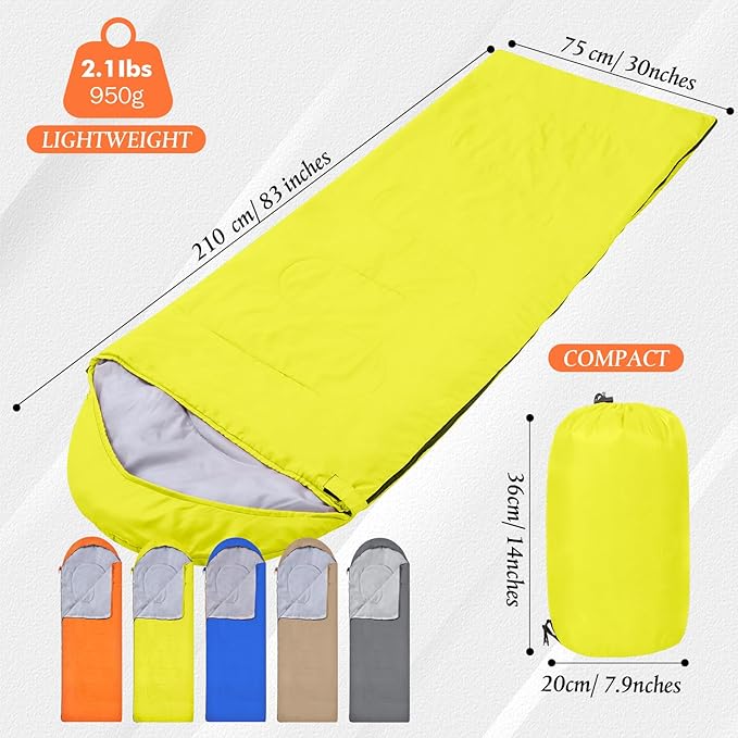 Macarrie 10 Pcs 0 Degree Camping Sleeping Bags Bulk for Adults Cold Weather 4 Season Warm Sleeping Bag with Compression Sack for Homeless Donation Shelter Emergency Hiking