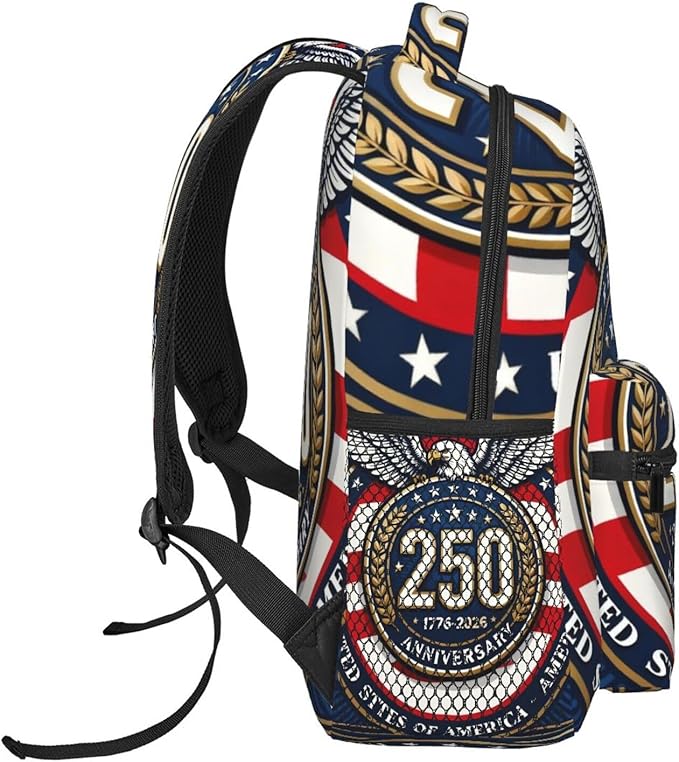Daypack Backpack Polyester Multipurpose Anti-Theft 250th Anniversary 1776-2026 Patriotic Eagle Art Shoulder Bag Big Capacity Gym Outdoor Hiking Backpack With Smooth Zippers
