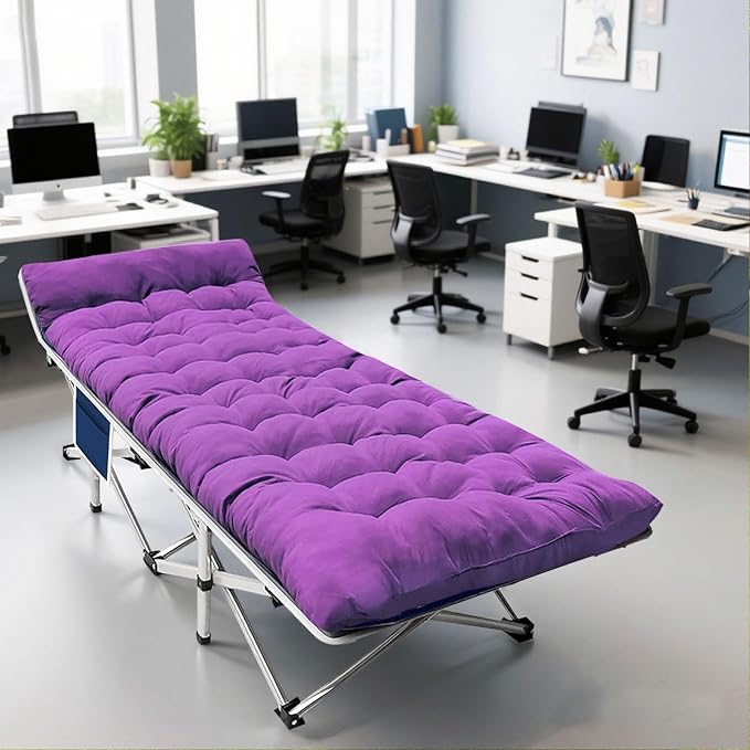 2-Pack Camping Cot Cots for Sleeping with Mattress Cots for Camping for Adults with Camfortable Pad Heavy Duty Camping Bed with Carry Bag Folding Cot for Hiking Home Office Nap Vacation