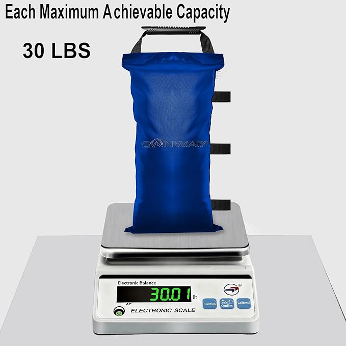 4 Pack (Upgrade) SANWAY Sand Bags for Canopy Weights(Unfilled)-Portable and Durable to Secure Tents, Canopies, and Umbrellas at Outdoor Events (Blue, 120 LBS)