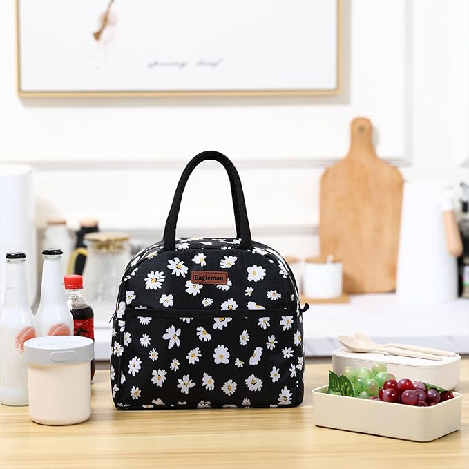 Insulated Lunch Bag for Women Men, Lunch Containers Reusable High Capacity Lunch Tote Bags for Work Picnic (Blackdaisy)