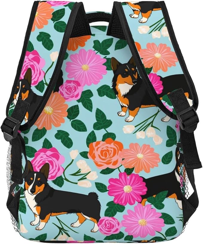 Men Women Polyester Italian Greyhound Dog Flower Daypack Big Capacity Shoulder Bag With Adjustable Shoulder Straps for Camping Travel Walking Cycling