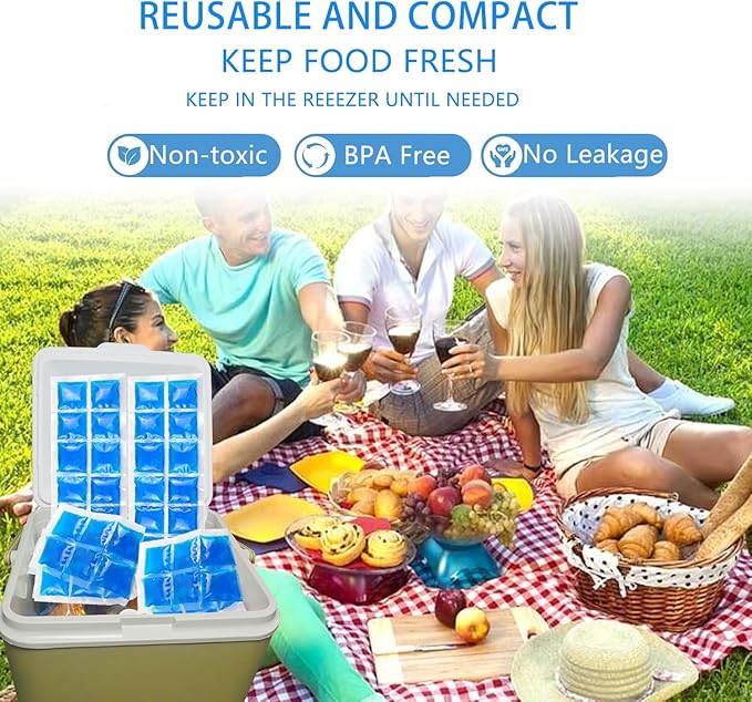 2-Pack Flexible Ice Sheets-4.9x13.4 for Any Lunch Boxes & Bags & Coolers - Reusable Freezer Packs Stay Foldable When Frozen, No Leak Gel Wrap to Keep Food/Drinks Cold for Hours for Work, BBQ, Camping