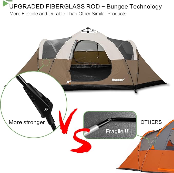 6 Person Family Camping Tent,Waterproof Windproof with Top Rainfly,Easy Set Up,Pop Up Tent for Outdoor Camping Hiking Trave