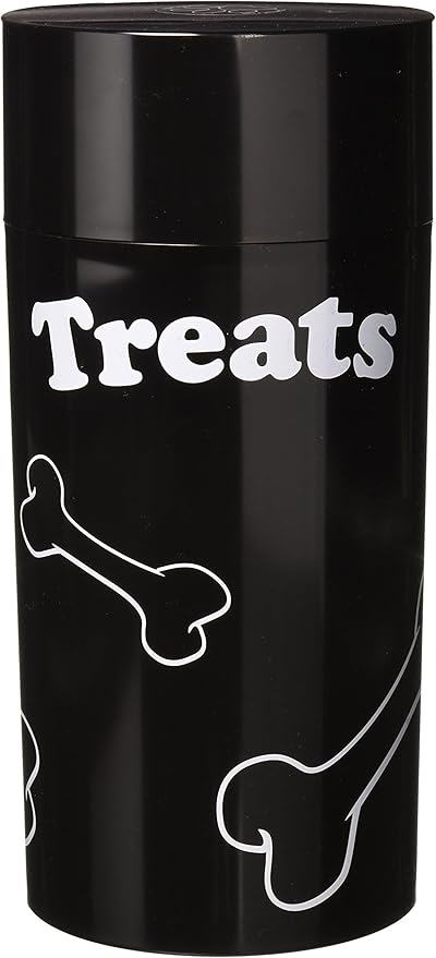 Tightpac America Tightvac Pawvacs Nested Sealed Pet Food and Treats Containers, Black with White, Set of 3