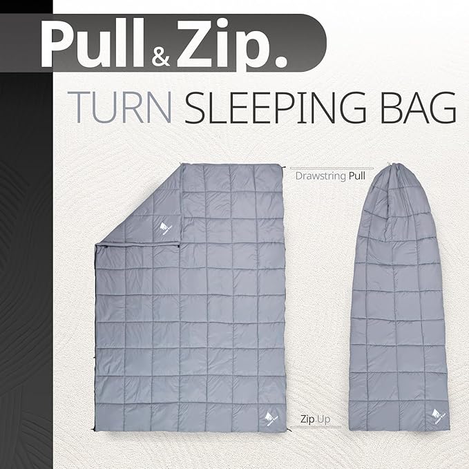 GEERTOP Lightweight Outdoor Camping Blankets for Adults, Compact Travel Blanket for Hiking Backpacking All Weather Sleeping Bag Quilt for Beach, Park, Stadium