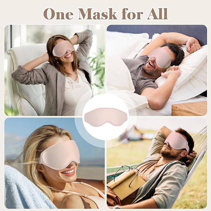 3D Cooling Eye Mask Sleep Mask for Men & Women, 100% Pressure-Free & Light Block-Out Eye Mask for Sleep with Easy Adjustable Strap, Night Eye Cover for Travel, Pink
