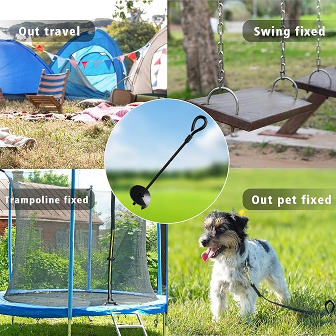 MIXXIDEA Dual-Purpose Ground Anchor 15 Inch 8 Pack Heavy Duty for High Winds Metal Ground Stakes Dog Tie Out Stake Screw Anchors Drill for Tents, Canopies, Swing Sets, Sheds, Trampoline