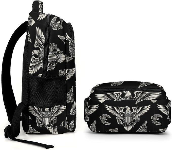 Nurse Teacher Laptop Backpack American Flag USA Cool Bald Eagle Art, Cute Travel Backpack Purse with Tumbler Holder for Women College Work Commute