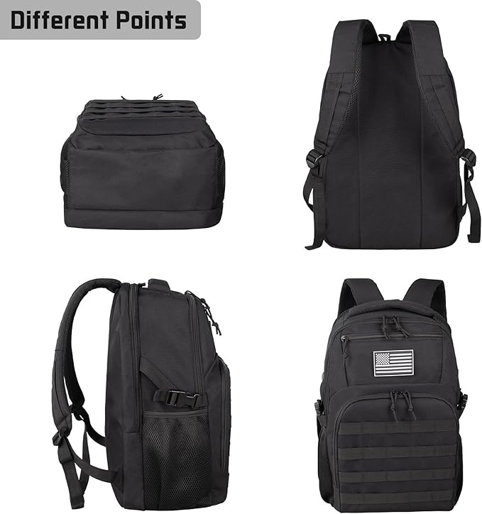 30L Military Tactical Backpack Small Army Molle Assault Bag 3 Day Daypack for Men Hiking Camping Work, Balck Tactical Backpack with Water Pouches