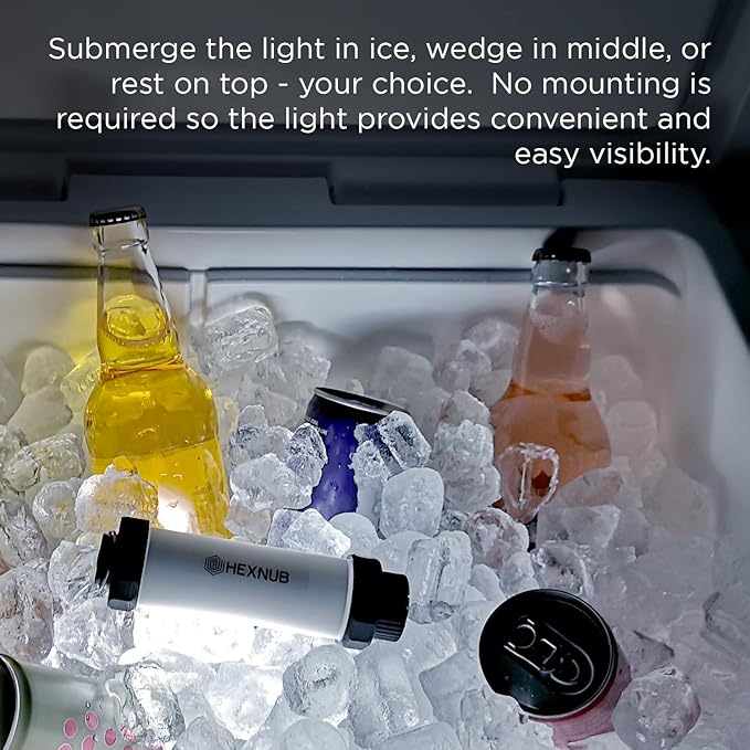 HEXNUB Cooler Box Light, Waterproof, Rechargeable LED Light Compatible with YETI, RTIC, ORCA, Ninja, Igloo, Coleman Ice Chest, Magnetic Base, Great for Outdoor Events, Camping Fishing Hunting Boating