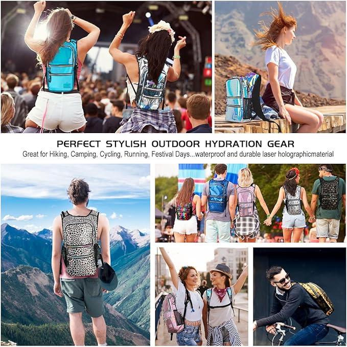 Hydration Backpack Pack, Water Backpack 20L Capacities Included 2L Hydration Bladder, Festival Essential - Rave Hydration Pack Hydropack Hydro for Hiking, Festival Gear