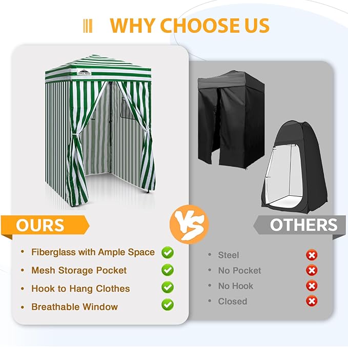 EAGLE PEAK Flex Ultra Compact 4x4 Pop-up Canopy, Sun Shelter, Changing Room, Portable Privacy Canopy Cabana for Pool, Fashion Photoshoots, or Camping, Green/White
