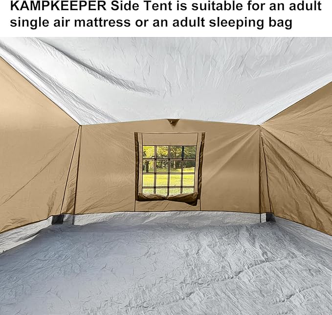 KAMPKEEPER Side Tent,Camping Tent for 10' x 10' Pop Up Canopy, Easy Set Up Gazebo,Compatible with 10' Wide Canopy Tents (Khaki)